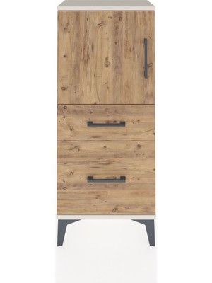 Arges Komodin 2 Raflı 2 Çekmeceli Tek Kapaklı 44X30X106 Aytaşı-Çam