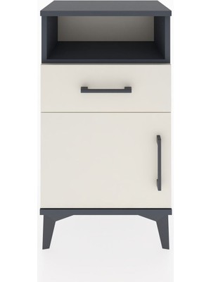 Arges Komodin 2 Raflı Tek Çekmeceli Tek Kapaklı 44X30X80 Antrasit-Aytaşı