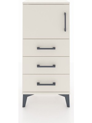 Arges Komodin Tek Raflı 3 Çekmeceli Tek Kapaklı 44X30X96 Aytaşı-Aytaşı