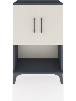 Arges Komodin 2 Raflı 2 Kapaklı 60X30X96 Antrasit-Aytaşı