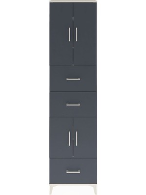 Arges Dolap 5 Raflı 3 Çekmeceli 4 Kapaklı 60X30X243 Aytaşı-Antrasit