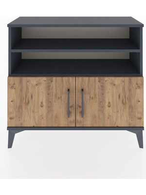 Arges Şifonyer 3 Raflı 2 Kapaklı 88X30X80 Antrasit-Çam