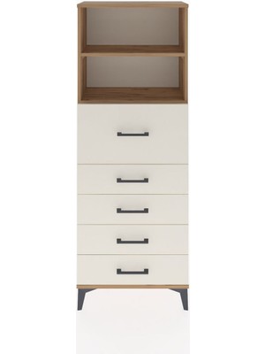 Arges Dolap 2 Raflı 5 Çekmeceli 60X30X163 Çam-Aytaşı