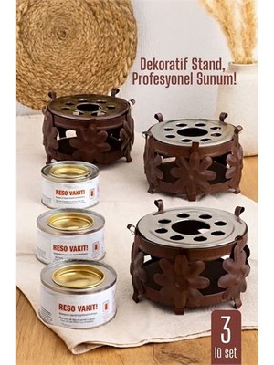 Bfs  3 Lü Set Dekoratif Metal Osmanlı Ocağı ve Reşo Yakıtı – Isıtmalı Sunum Için Güven