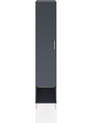 Hyperion Dolap 3 Raflı Tek Kapaklı Tek Askılı 44X44X221 Antrasit-Antrasit