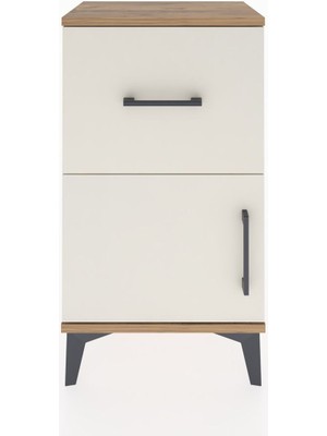 Arges Komodin Tek Raflı Tek Çekmeceli Tek Kapaklı 44X30X80 Çam-Aytaşı