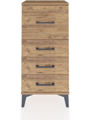 Arges Komodin 4 Çekmeceli 44X30X96 Çam-Çam