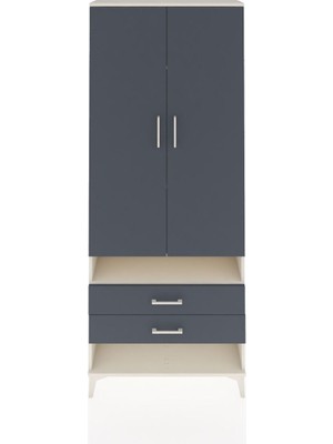 Arges Dolap 4 Raflı 2 Çekmeceli 2 Kapaklı 88X30X221 Aytaşı-Antrasit