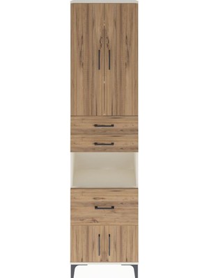 Arges Dolap 4 Raflı 3 Çekmeceli 2 Kapaklı 60X30X243 Aytaşı-Çam