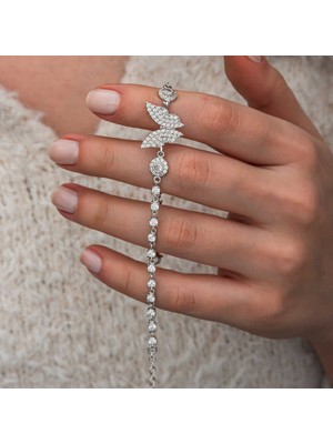 Gümüş Zirkon Taşlı Kelebek Kadın Bileklik