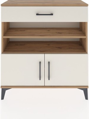 Arges Şifonyer 3 Raflı Tek Çekmeceli 2 Kapaklı 88X30X96 Çam-Aytaşı