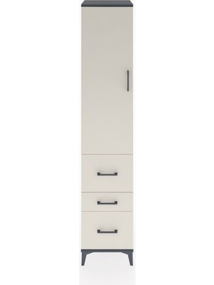 Hyperion Dolap 3 Raflı 3 Çekmeceli Tek Kapaklı 44X44X221 Antrasit-Aytaşı