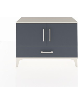 Arges Şifonyer 2 Raflı Tek Çekmeceli 2 Kapaklı 88X30X64 Aytaşı-Antrasit