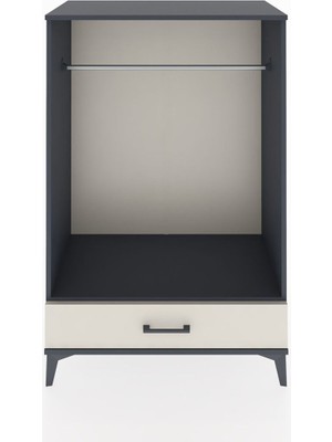 Hyperion Dolap Tek Raflı Tek Çekmeceli Tek Askılı 88X44X134 Antrasit-Aytaşı