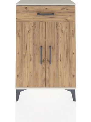 Arges Komodin 2 Raflı Tek Çekmeceli 2 Kapaklı 60X30X96 Aytaşı-Çam