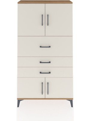 Arges Dolap 2 Raflı 3 Çekmeceli 4 Kapaklı 88X30X163 Çam-Aytaşı