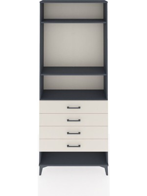 Arges Dolap 3 Raflı 4 Çekmeceli 88X30X221 Antrasit-Aytaşı