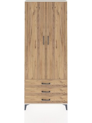 Arges Dolap 4 Raflı 3 Çekmeceli 2 Kapaklı 88X30X221 Aytaşı-Çam