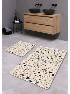 Çok Renkli Kaymaz Tabanlı Yıkanabilir Banyo Paspası 2'li Set