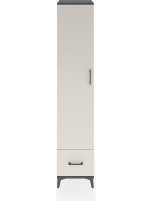 Hyperion Dolap 3 Raflı Tek Çekmeceli Tek Askılı 44X44X221 Antrasit-Aytaşı