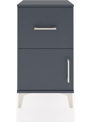 Arges Komodin Tek Raflı Tek Çekmeceli Tek Kapaklı 44X30X80 Antrasit-Antrasit