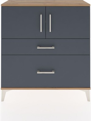 Arges Şifonyer 2 Raflı 2 Çekmeceli 2 Kapaklı 88X30X96 Çam-Antrasit