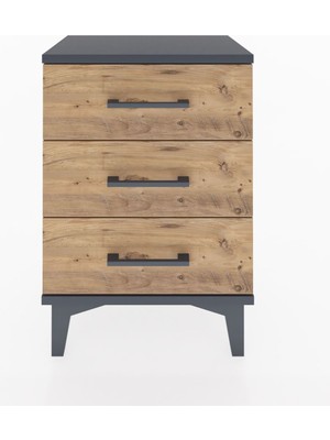 Arges Komodin 3 Çekmeceli 44X30X64 Antrasit-Çam