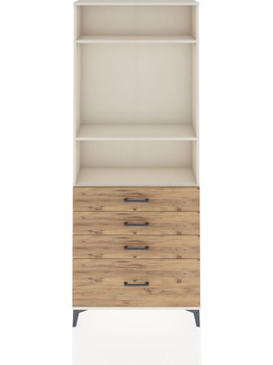 Arges Dolap 3 Raflı 4 Çekmeceli 88X30X221 Aytaşı-Çam