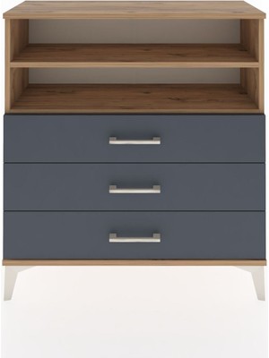 Arges Şifonyer 2 Raflı 3 Çekmeceli 88X30X96 Çam-Antrasit