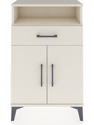 Arges Komodin 2 Raflı Tek Çekmeceli 2 Kapaklı 60X30X96 Aytaşı-Aytaşı