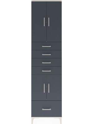 Arges Dolap 4 Raflı 5 Çekmeceli 4 Kapaklı 60X30X243 Aytaşı-Antrasit
