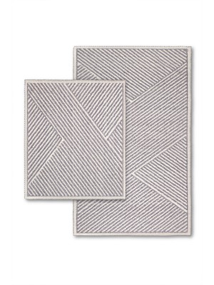Doğal Pamuklu 2'li Banyo Paspas Seti 60X100 ve 50X60 cm Gri