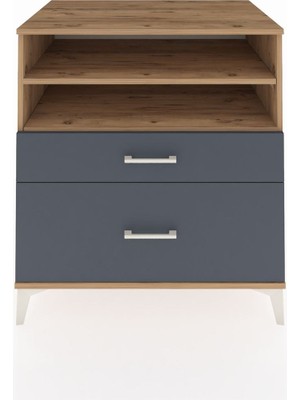 Kronos Şifonyer 2 Raflı 2 Çekmeceli 88X59X96 Çam-Antrasit