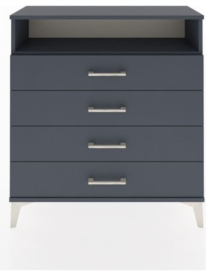Arges Şifonyer Tek Raflı 4 Çekmeceli 88X30X96 Antrasit-Antrasit