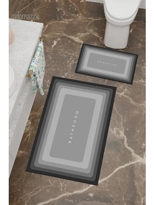 Su Emici Kaymaz Banyo Paspası, Gri, 38X58 Cm, 3,5 mm