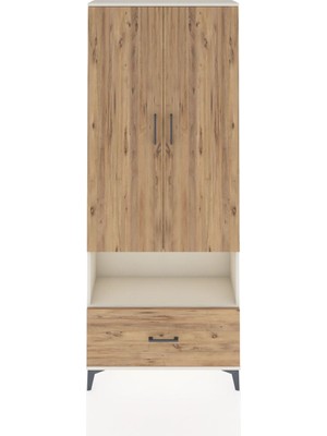 Arges Dolap 3 Raflı Tek Çekmeceli Tek Askılı 88X30X221 Aytaşı-Çam