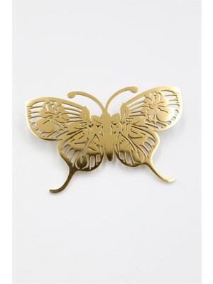 Çelik Kelebek Broş - Altın