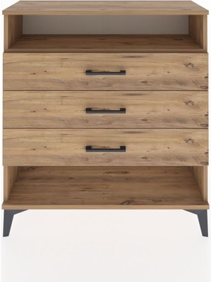 Arges Şifonyer Tek Raflı 3 Çekmeceli 88X30X96 Çam-Çam