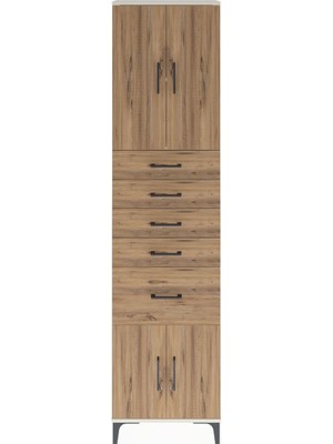Arges Dolap 2 Raflı 5 Çekmeceli 4 Kapaklı 60X30X243 Aytaşı-Çam