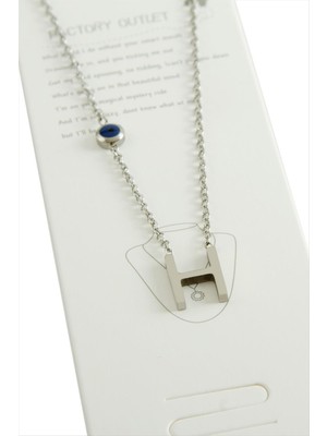 Gümüş Renkli Harfli Çelik Kolye