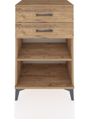 Hyperion Komodin Tek Raflı 2 Çekmeceli 60X44X96 Çam-Çam