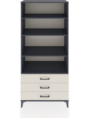 Hyperion Dolap 4 Raflı 3 Çekmeceli 88X44X195 Antrasit-Aytaşı