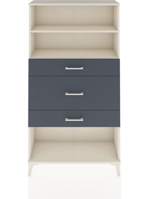 Arges Dolap 2 Raflı 3 Çekmeceli 88X30X163 Aytaşı-Antrasit