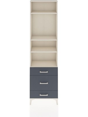 Arges Dolap 4 Raflı 3 Çekmeceli 60X30X221 Aytaşı-Antrasit