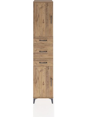 Hyperion Dolap 3 Raflı 3 Çekmeceli 2 Kapaklı 44X44X221 Çam-Çam