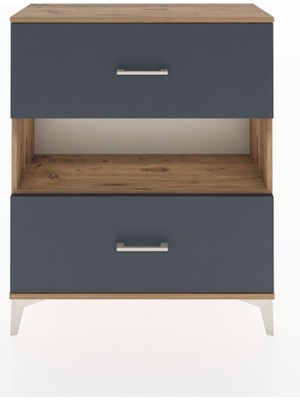 Arges Şifonyer Tek Raflı 2 Çekmeceli 88X30X106 Çam-Antrasit