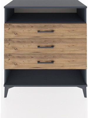 Hyperion Şifonyer Tek Raflı 3 Çekmeceli 88X44X96 Antrasit-Çam