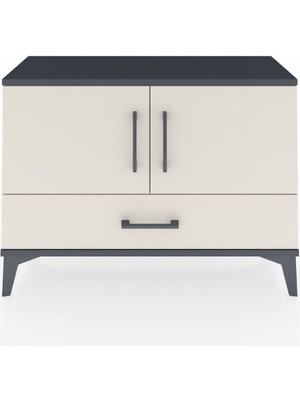 Arges Şifonyer 2 Raflı Tek Çekmeceli 2 Kapaklı 88X30X64 Antrasit-Aytaşı