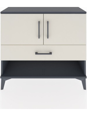 Arges Şifonyer 2 Raflı Tek Çekmeceli 2 Kapaklı 88X30X80 Antrasit-Aytaşı