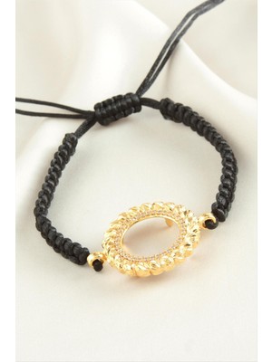 Çeyrek Altın Koyulabilir Makrome Örgülü Bileklik